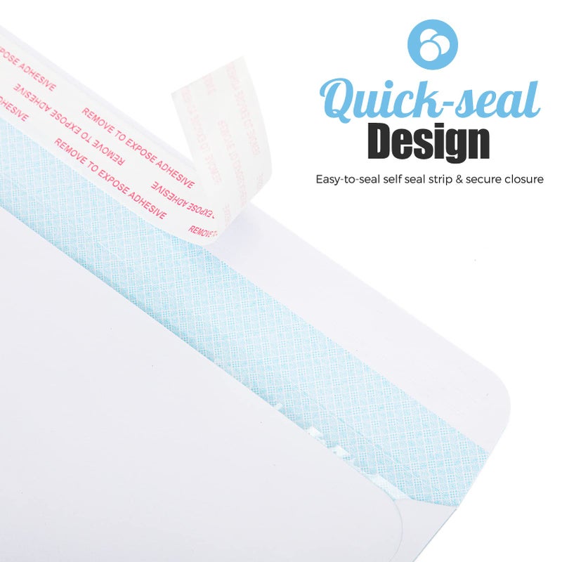 ACSTEP #10 500Pack Double Window Envelopes Self Seal Security Envelopes For Business, Quickbooks Check With Self Sealing Closure, 4 1/8 x 9 1/2 White - Image 3